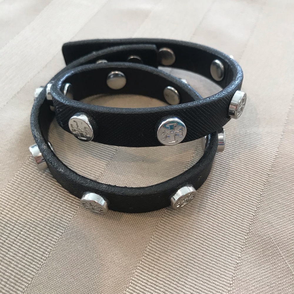 Tory Burch leather double wrap around bracelet